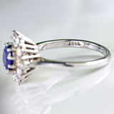Ellibelle Jewellery Vintage Sapphire & Vari-Cut Diamond 18ct White Gold Cluster Ring (0.85cts)