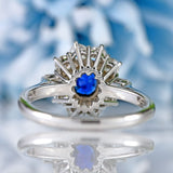 Ellibelle Jewellery Vintage Sapphire & Vari-Cut Diamond 18ct White Gold Cluster Ring (0.85cts)