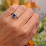 Ellibelle Jewellery Vintage Sapphire & Vari-Cut Diamond 18ct White Gold Cluster Ring (0.85cts)