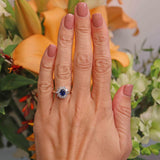 Ellibelle Jewellery Vintage Sapphire & Vari-Cut Diamond 18ct White Gold Cluster Ring (0.85cts)
