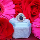 Ellibelle Jewellery Vintage Sapphire & Vari-Cut Diamond 18ct White Gold Cluster Ring (3.70cts)