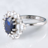 Ellibelle Jewellery Vintage Sapphire & Vari-Cut Diamond 18ct White Gold Cluster Ring (3.70cts)