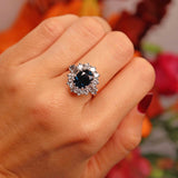 Ellibelle Jewellery Vintage Sapphire & Vari-Cut Diamond 18ct White Gold Cluster Ring (3.70cts)
