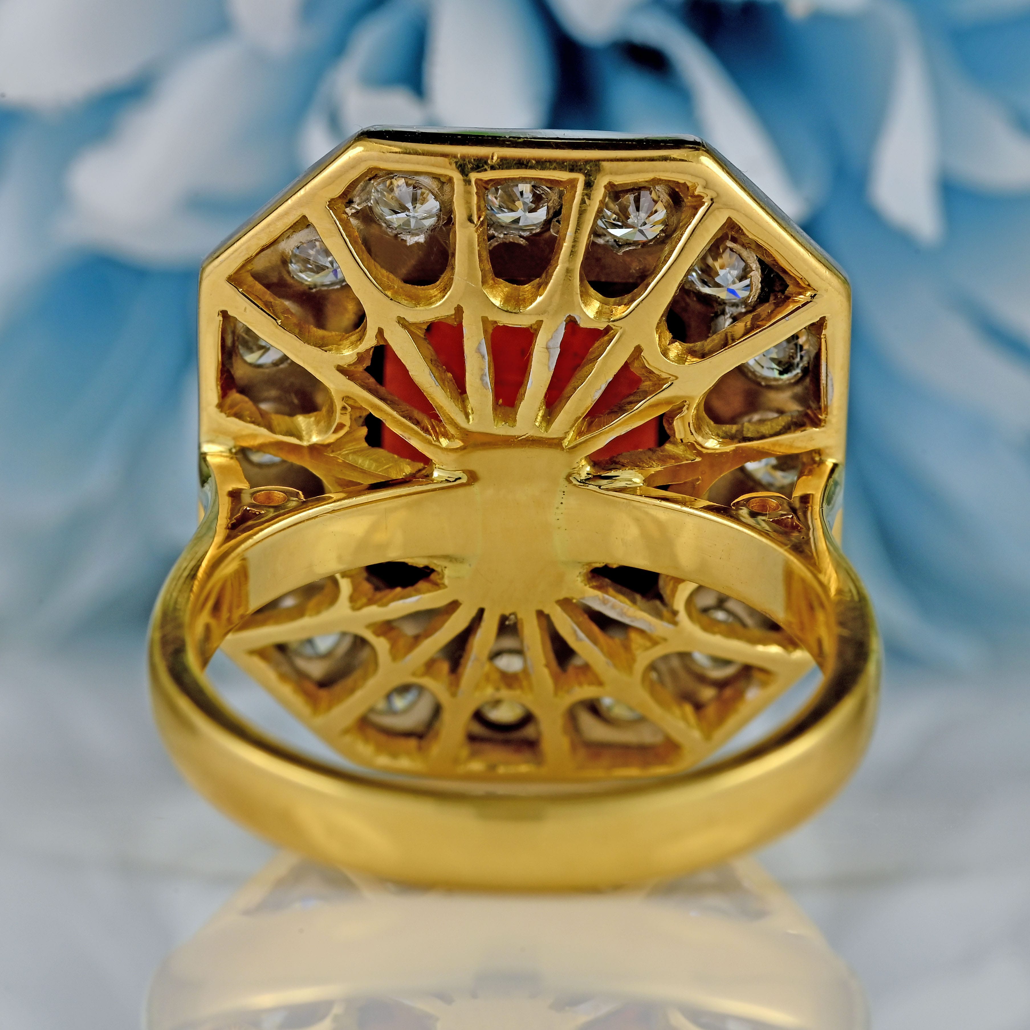 Ellibelle Jewellery Vintage Spessartine Garnet & Diamond 18ct Gold Statement Cocktail Ring