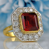 Ellibelle Jewellery Vintage Spessartine Garnet & Diamond 18ct Gold Statement Cocktail Ring