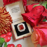 Ellibelle Jewellery Vintage Spessartine Garnet & Diamond 18ct Gold Statement Cocktail Ring
