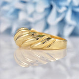 Ellibelle Jewellery Vintage Style 9ct Gold Wave Bombe Ring