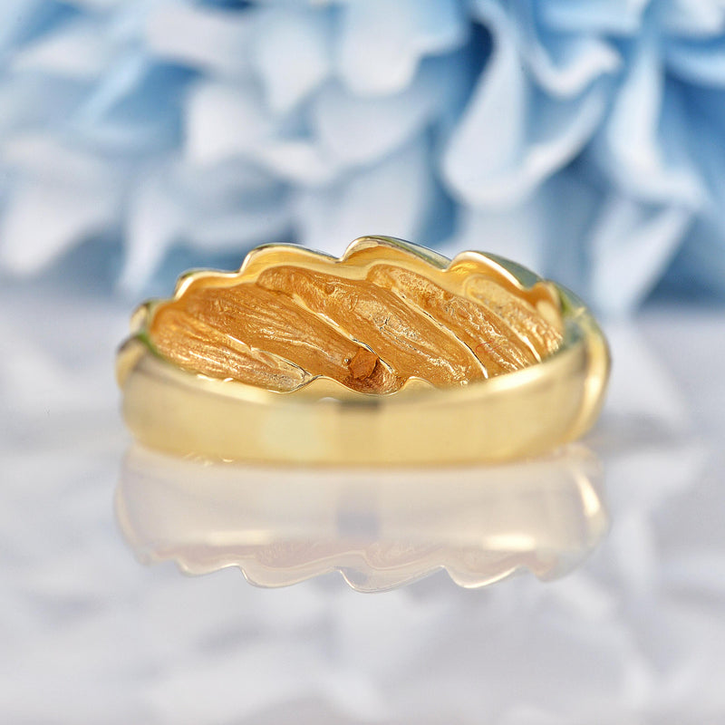 Ellibelle Jewellery Vintage Style 9ct Gold Wave Bombe Ring