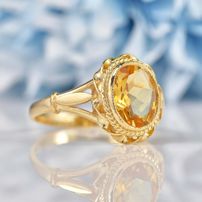 Ellibelle Jewellery Vintage Style Citrine 9ct Gold Dress Ring (1.80ct)