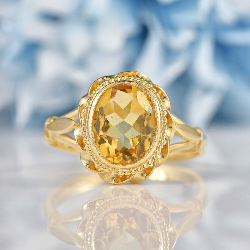 Ellibelle Jewellery Vintage Style Citrine 9ct Gold Dress Ring (1.80ct)