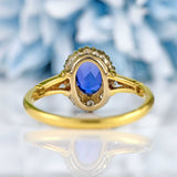 Ellibelle Jewellery Vintage Synthetic Sapphire & Diamond 18ct Gold Cluster Ring