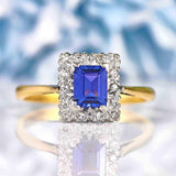 Ellibelle Jewellery Vintage Synthetic Sapphire & Diamond 18ct Gold Ring