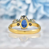 Ellibelle Jewellery Vintage Teal Sapphire & Diamond Three-Stone Engagement Ring (1.35ct)