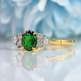 Ellibelle Jewellery Vintage Tsavorite Garnet & Diamond 18ct Gold Seven-Stone Ring