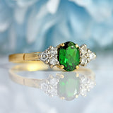 Ellibelle Jewellery Vintage Tsavorite Garnet & Diamond 18ct Gold Seven-Stone Ring