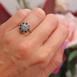 Ellibelle Jewellery Vintage Yellow Diamond & Sapphire 18ct Gold Cluster Ring