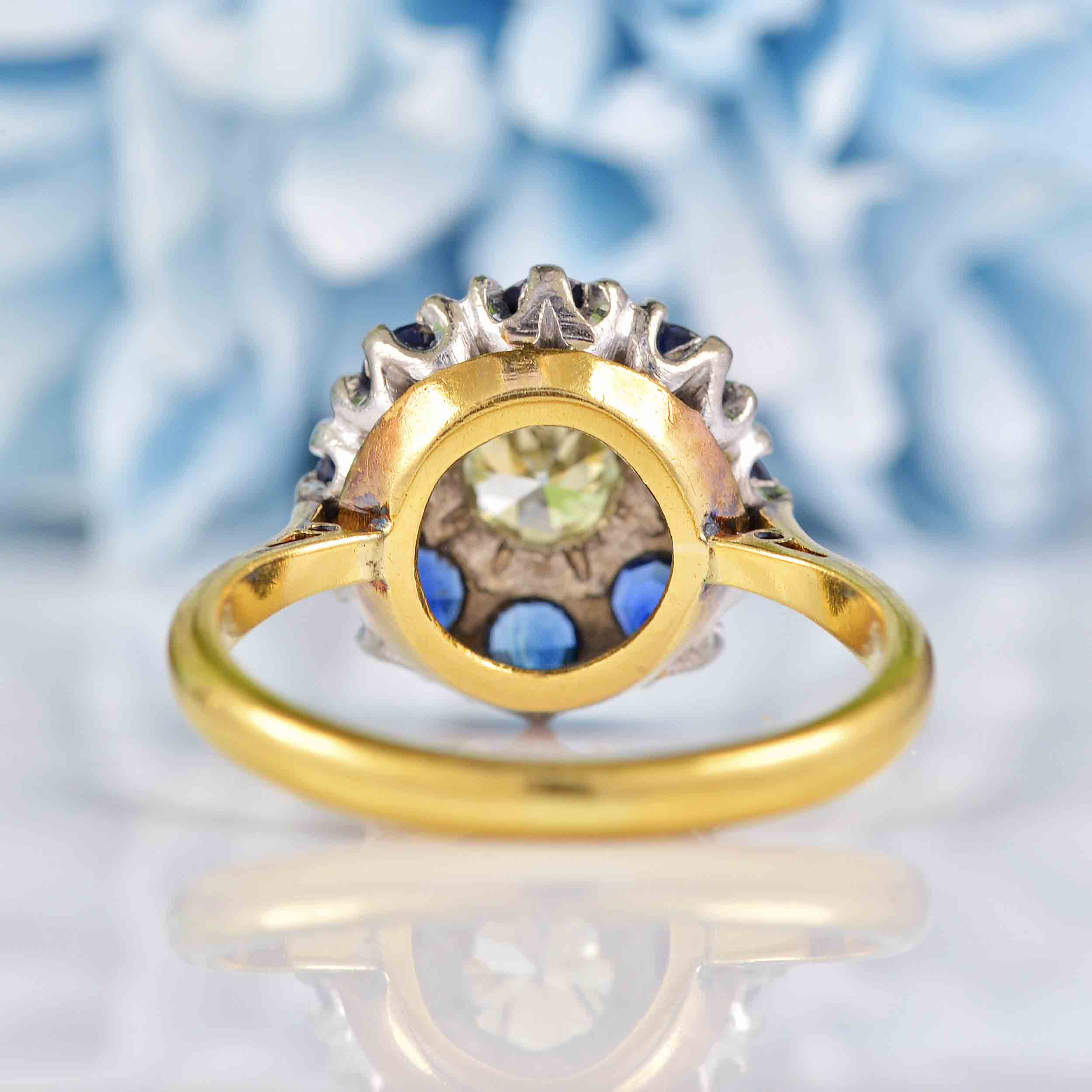 Ellibelle Jewellery Vintage Yellow Diamond & Sapphire 18ct Gold Cluster Ring