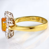 Ellibelle Jewellery Vintage Yellow Sapphire & Diamond 18ct Gold Cluster Engagement Ring (1.43cts)