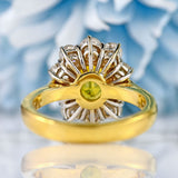 Ellibelle Jewellery Vintage Yellow Sapphire & Diamond 18ct Gold Cluster Engagement Ring (1.43cts)