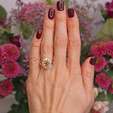 Ellibelle Jewellery Vintage Yellow Sapphire & Diamond 18ct Gold Cluster Engagement Ring (1.43cts)