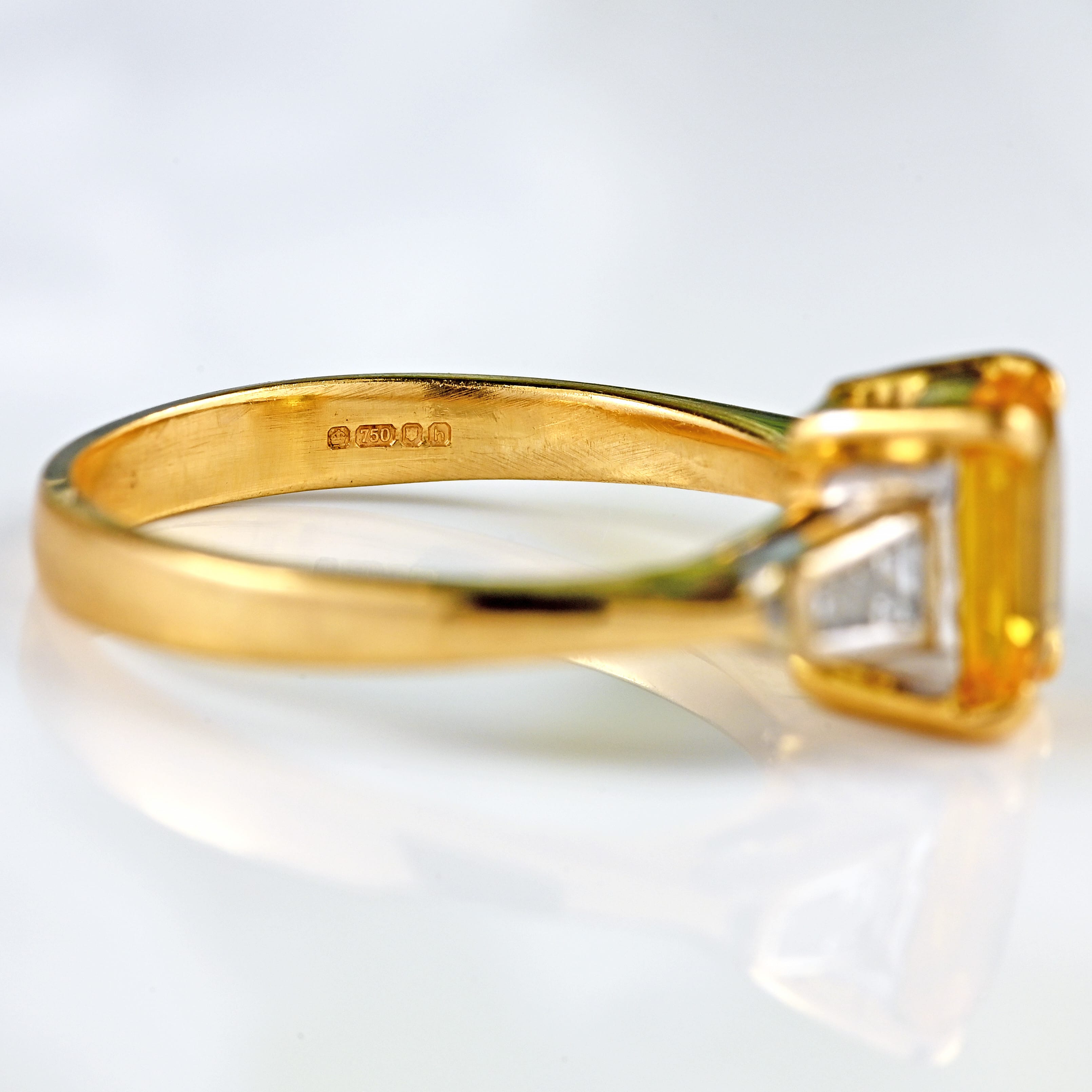 Ellibelle Jewellery Yellow Sapphire & Baguette-Cut Diamond 18ct Gold Three-Stone Ring