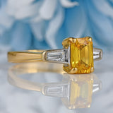 Ellibelle Jewellery Yellow Sapphire & Baguette-Cut Diamond 18ct Gold Three-Stone Ring