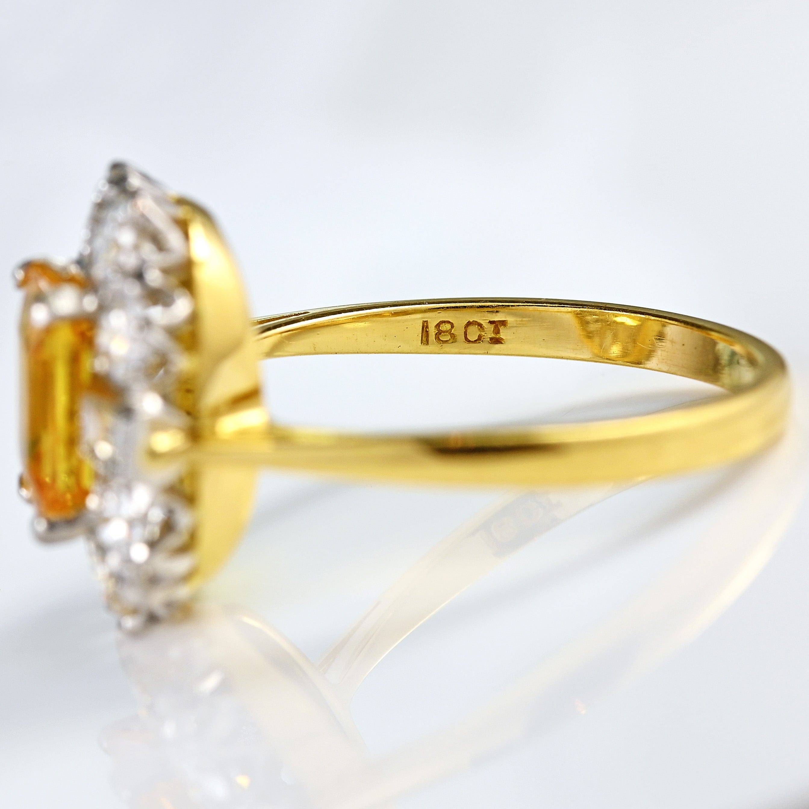 Ellibelle Jewellery Yellow Sapphire & Diamond 18ct Gold Cluster Engagement Ring (2.20cts)