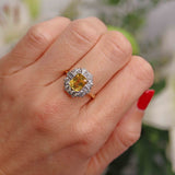 Ellibelle Jewellery Yellow Sapphire & Diamond 18ct Gold Cluster Engagement Ring (2.20cts)