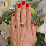 Ellibelle Jewellery Yellow Sapphire & Diamond 18ct Gold Cluster Engagement Ring (2.20cts)