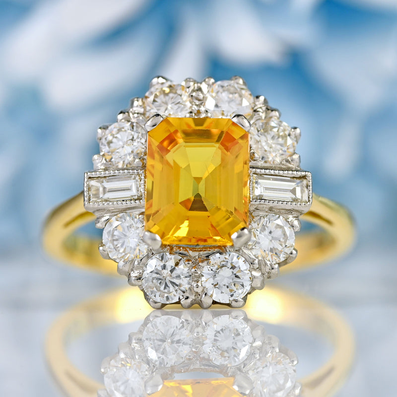 Ellibelle Jewellery Yellow Sapphire & Diamond 18ct Gold Cluster Engagement Ring (2.20cts)