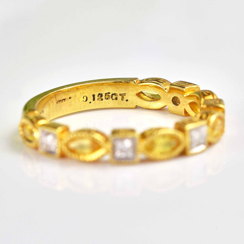 Ellibelle Jewellery Yellow Sapphire & Diamond 18ct Gold Half-Eternity Band Ring