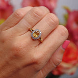 Ellibelle Jewellery Yellow Sapphire & Diamond 18ct Gold Oval Cluster Ring