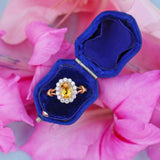 Ellibelle Jewellery Yellow Sapphire & Diamond 18ct Gold Oval Cluster Ring