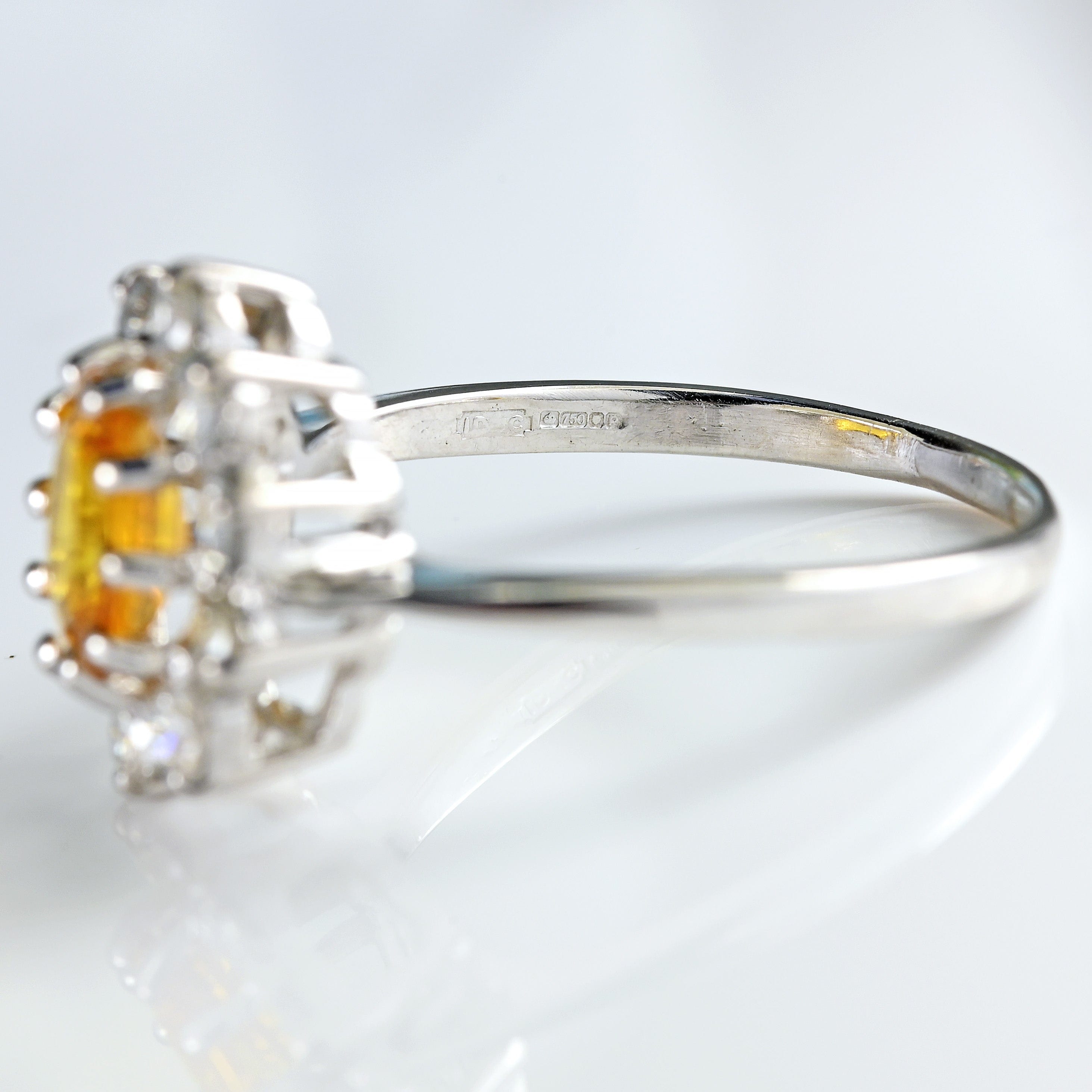 Ellibelle Jewellery Yellow Sapphire & Diamond 18ct White Gold Cluster Engagement Ring (1.77cts)