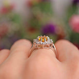 Ellibelle Jewellery Yellow Sapphire & Diamond 18ct White Gold Cluster Engagement Ring (1.77cts)