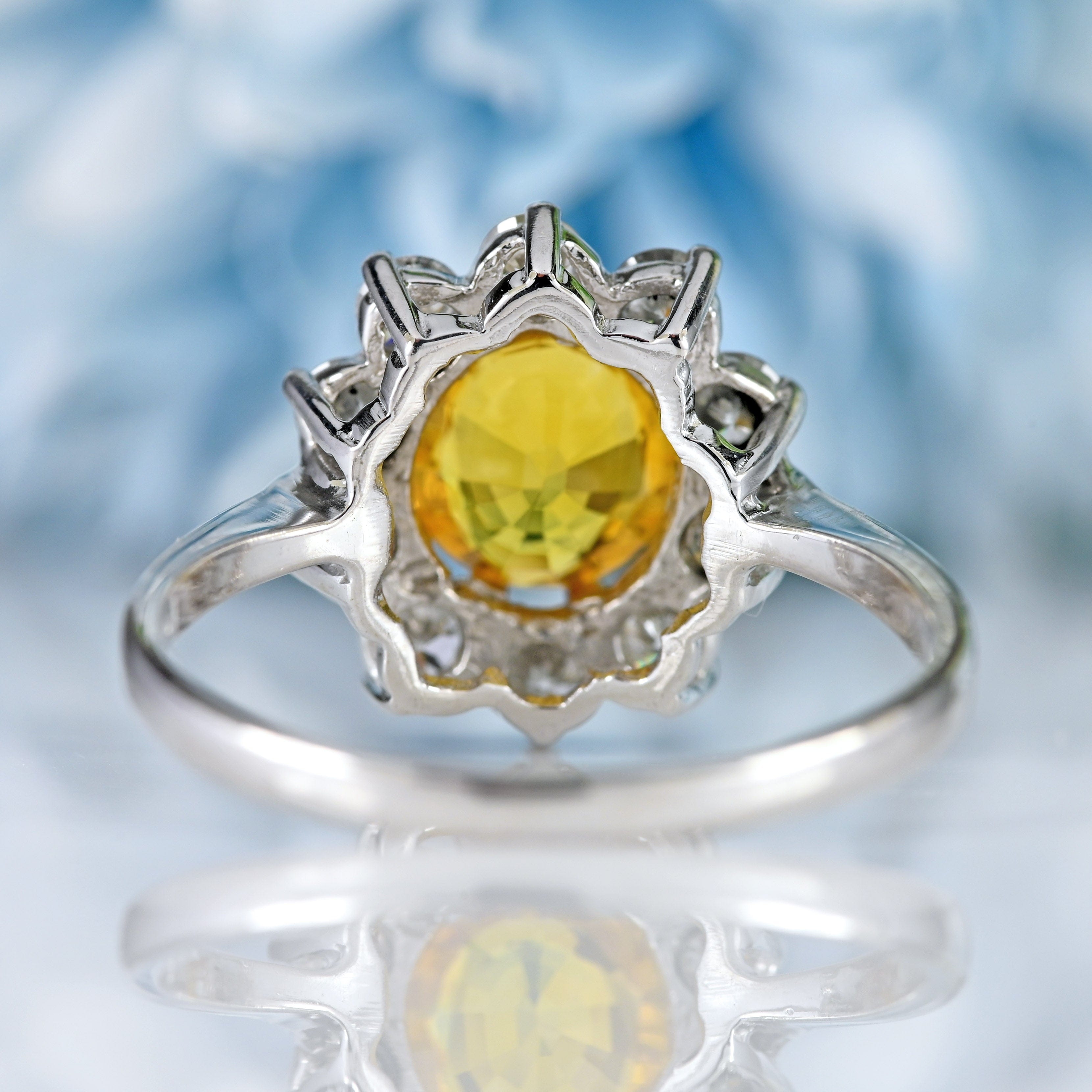 Ellibelle Jewellery Yellow Sapphire & Diamond 18ct White Gold Cluster Engagement Ring (1.77cts)