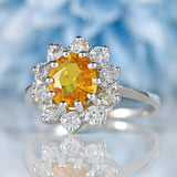 Ellibelle Jewellery Yellow Sapphire & Diamond 18ct White Gold Cluster Engagement Ring (1.77cts)