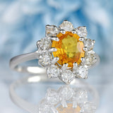 Ellibelle Jewellery Yellow Sapphire & Diamond 18ct White Gold Cluster Engagement Ring (1.77cts)