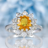 Ellibelle Jewellery Yellow Sapphire & Diamond 18ct White Gold Cluster Engagement Ring (1.77cts)