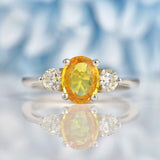 Ellibelle Jewellery Yellow Sapphire & Diamond Three Stone Trilogy Engagement Ring