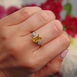 Ellibelle Jewellery Yellow Sapphire & Diamond Three-Stone Trilogy Engagement Ring