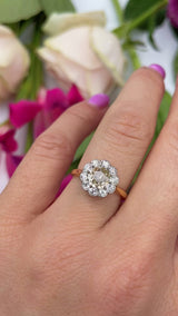 Antique Edwardian Old-Cut Diamond Daisy Cluster Engagement Ring