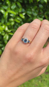 Vintage 1989 Sapphire & Diamond 18ct Gold Cluster Ring