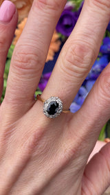 Vintage 1984 Sapphire & Diamond 18ct Gold Cluster Ring (0.96cts)