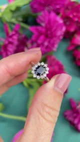 Vintage Sapphire & Diamond 18ct White Gold Cluster Ring (0.70cts)