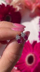 Ruby & Diamond 18ct Gold Stud Earrings