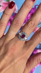 Vintage 1991 Ruby & Diamond 18ct Gold Statement Ring