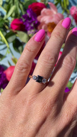 Vintage 1979 Sapphire & Diamond 18ct Gold Three-Stone Trilogy Ring