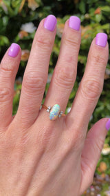 Antique Art Deco Opal & Diamond Gold Engagement Ring