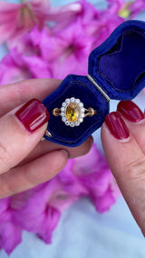 Yellow Sapphire & Diamond 18ct Gold Oval Cluster Ring